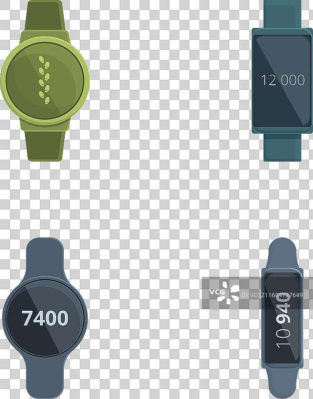 一组数字智能手表，孤立在白色背景上图片素材