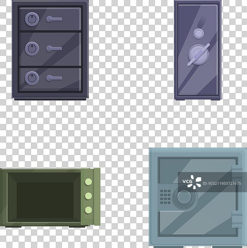 卡通风格的保险箱和金库套装图片素材