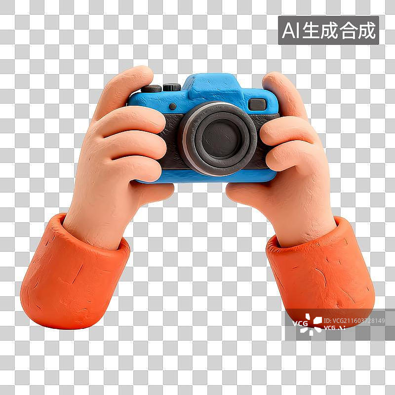 【AI数字艺术】3D立体粘土风格拿着照相机免抠元素图片素材