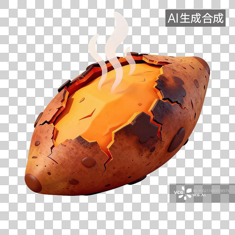 【AI数字艺术】烤红薯美食插画图片素材