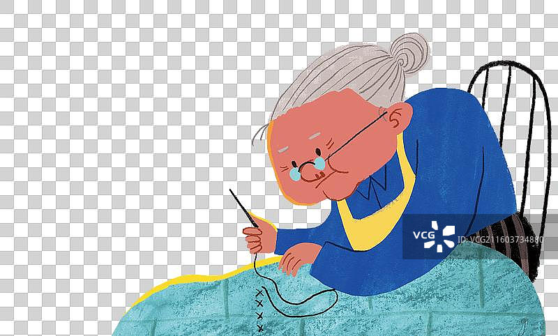 老婆婆缝衣服图片素材