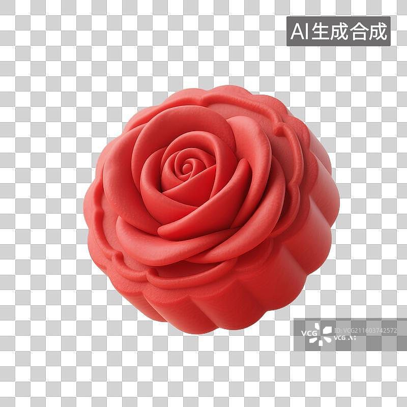 【AI数字艺术】3D渲染，玫瑰馅饼，鲜花饼，中秋节月饼，传统节日，中国传统美食，免抠元素图片素材