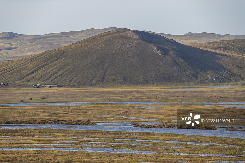 内蒙古呼伦贝尔中俄边境草原界河风光图片素材