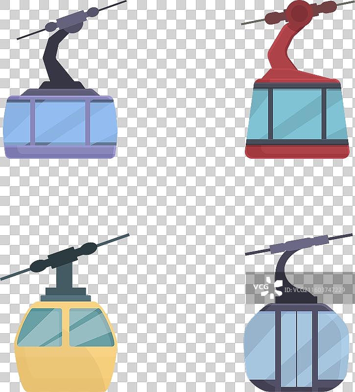 四组缆车图标图片素材