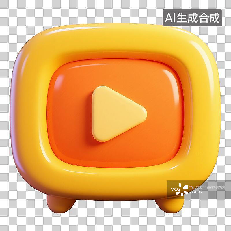 【AI数字艺术】3D渲染，卡通电视，电视剧，电视，视频，播放器，传媒，媒体直播，图形图标，免抠元素图片素材