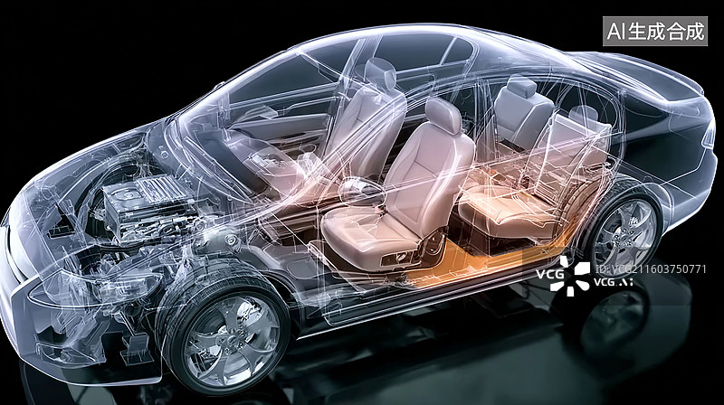 【AI数字艺术】透明汽车内部结构展示图片素材