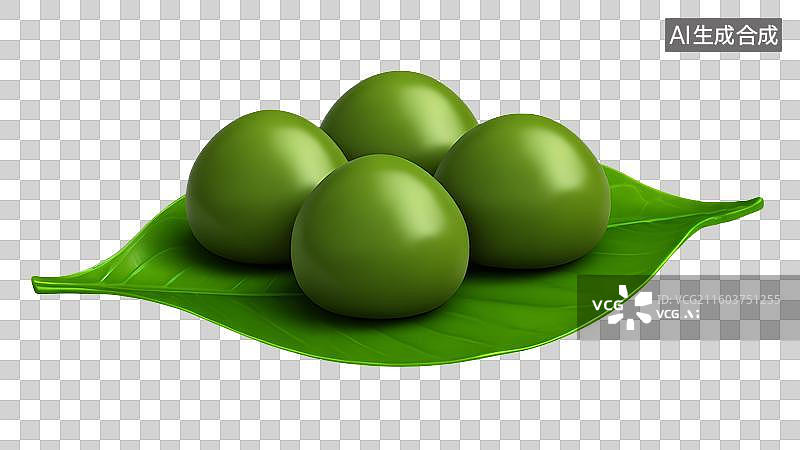 【AI数字艺术】3D渲染，国风美食，清明节美食，青团，艾草糍粑，点心，甜点，糕点，茶果子，中国传统美食免抠元素图片素材