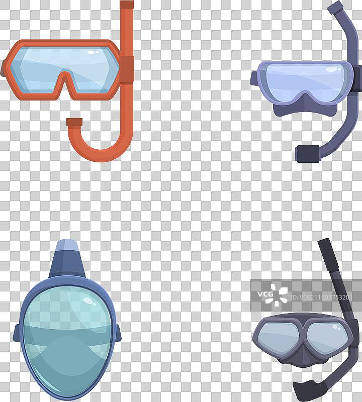 一套潜水呼吸管和泳镜，孤立在图片素材