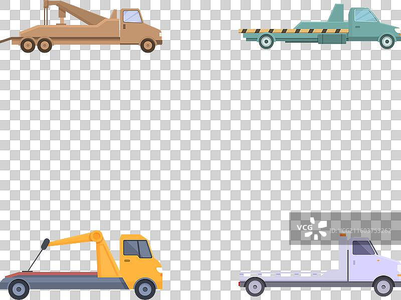 现代平板拖车的集合图片素材