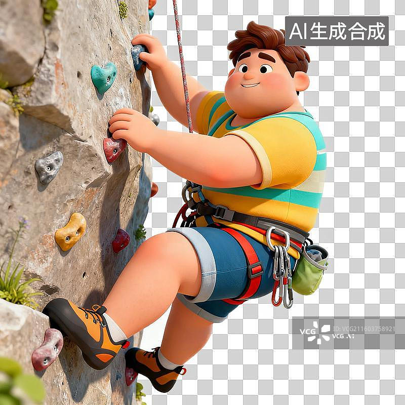 【AI数字艺术】卡通人物攀岩场景图片素材