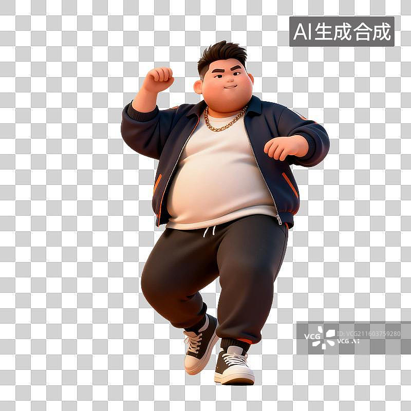 【AI数字艺术】穿着休闲装的胖人动态姿势图片素材