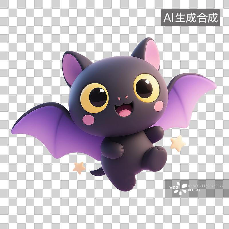 【AI数字艺术】3D渲染，可爱的卡通蝙蝠，鬼怪，怪物，万圣节，免抠元素图片素材