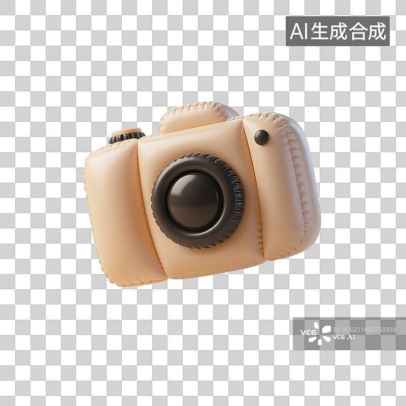 【AI数字艺术】3D渲染，充气膨胀风格，相机，照相机，卡通图形图标，免抠元素图片素材