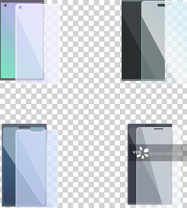 现代智能手机屏幕保护膜套装图片素材