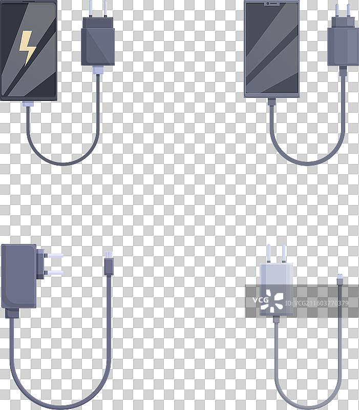 智能手机充电线和电源适配器套装图片素材