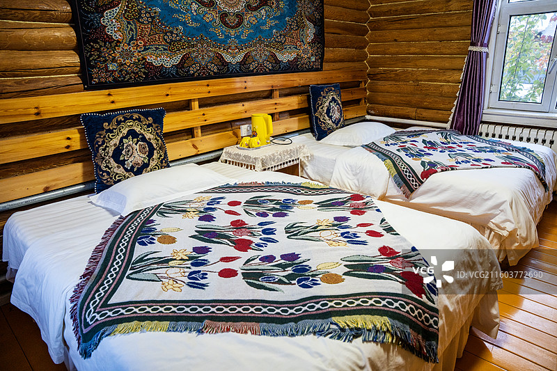 俄罗斯族传统民居木刻楞图片素材