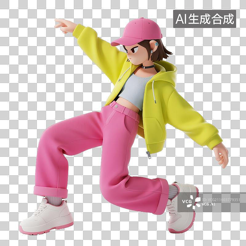 【AI数字艺术】3D多巴胺穿搭女子动作姿态图片素材