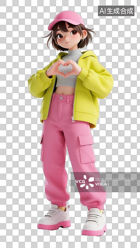 【AI数字艺术】3D多巴胺穿搭女子动作姿态图片素材