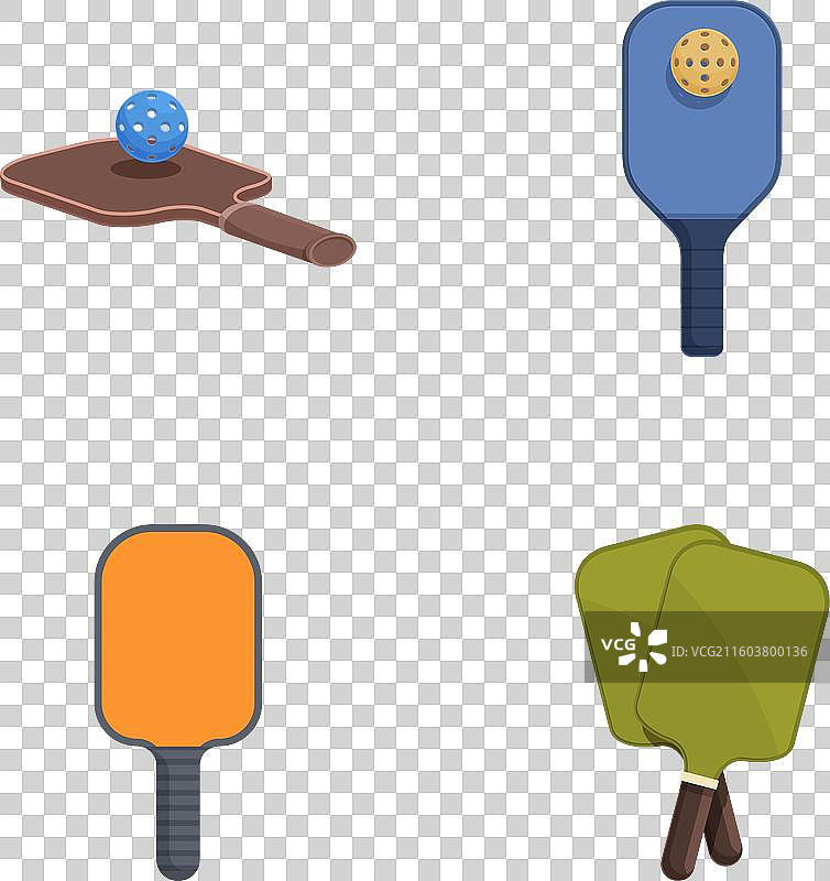 匹克球和乒乓球球拍，孤立图片素材