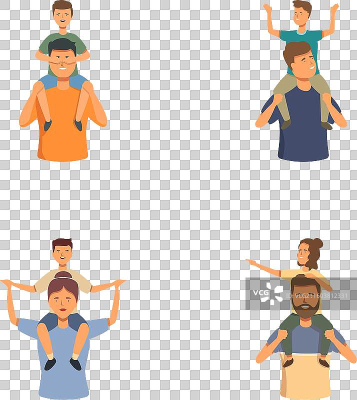 快乐的父亲们给孩子“骑马”图片素材