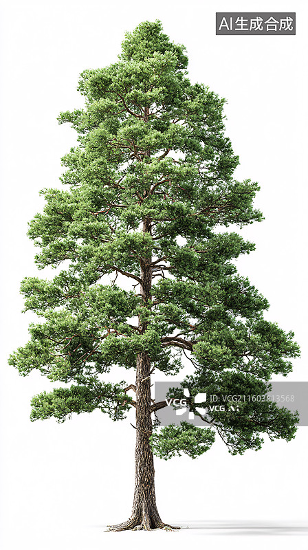 【AI数字艺术】孤立绿色松树白底素材图片素材