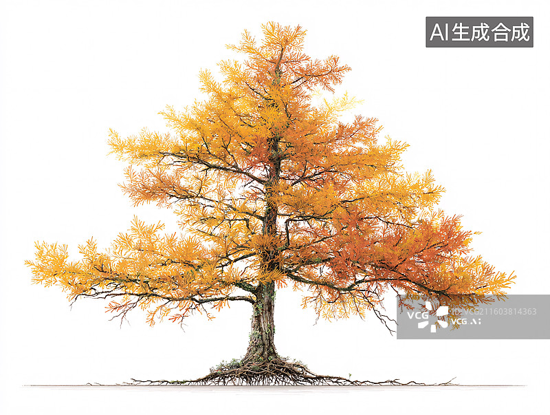 【AI数字艺术】秋日树木与根系特写图片素材