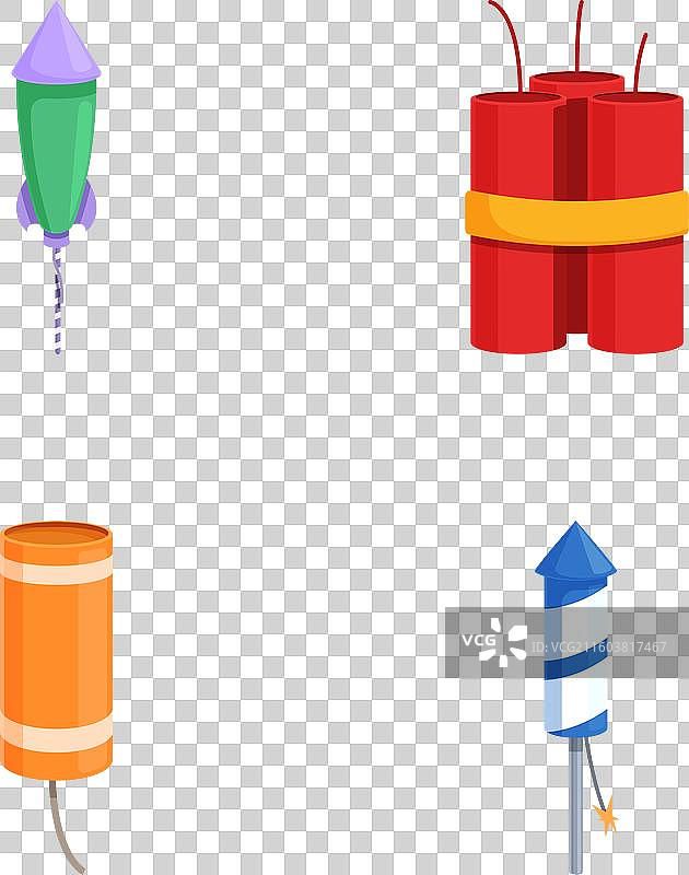 多彩的卡通烟花图标合集图片素材