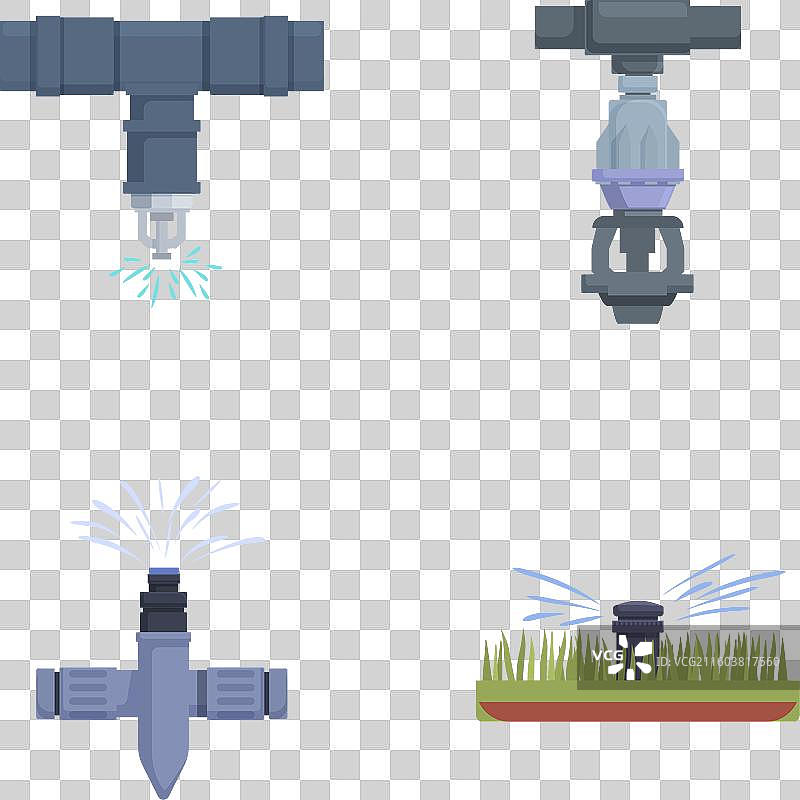 一组卡通喷灌设备图片素材