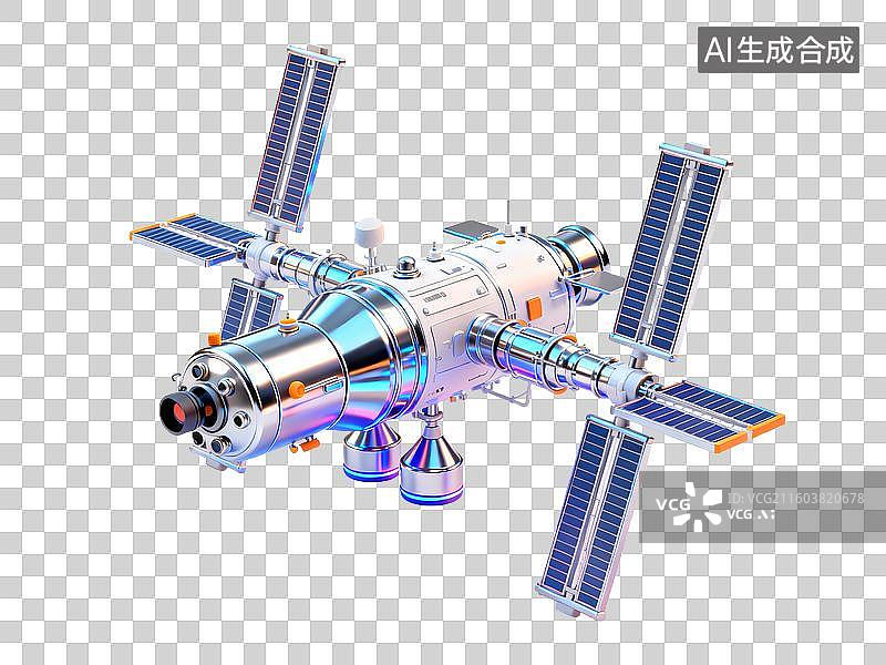 【AI数字艺术】新科技科幻主题 空间站模块与太阳能板图片素材