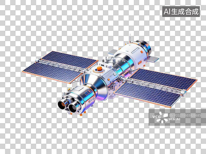 【AI数字艺术】新科技科幻主题 空间站模块与太阳能板图片素材