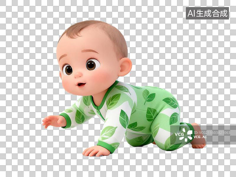 【AI数字艺术】母婴亲子主题 婴儿爬行卡通形象图片素材