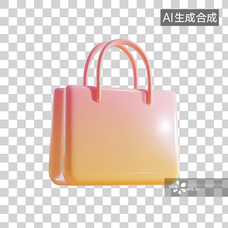 【AI数字艺术】淡彩购物袋3D图标图片素材