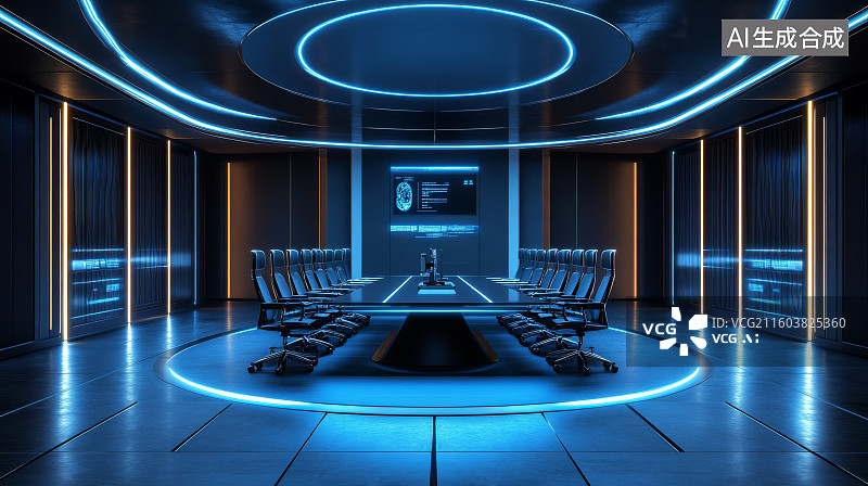 【AI数字艺术】未来科技会议室图片素材