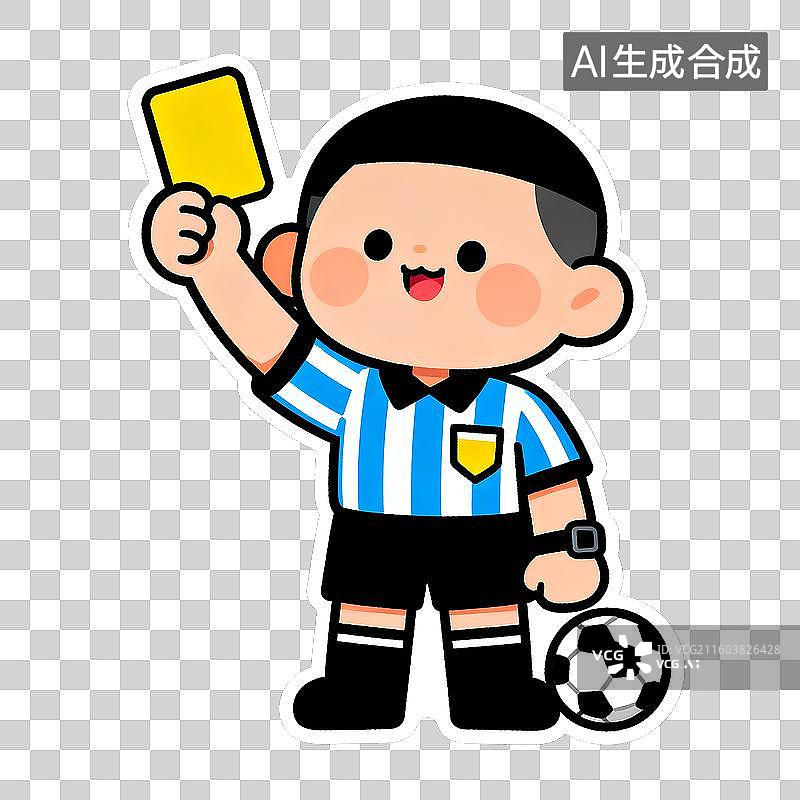 【AI数字艺术】体育运动  足球裁判员 2D贴纸卡通插画风格   体育人物形象，体育锻炼   元素系列图片素材