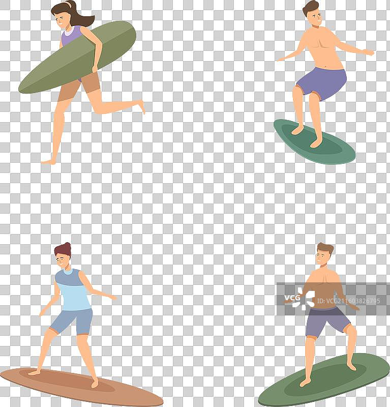 冲浪者在行动的组合图片素材