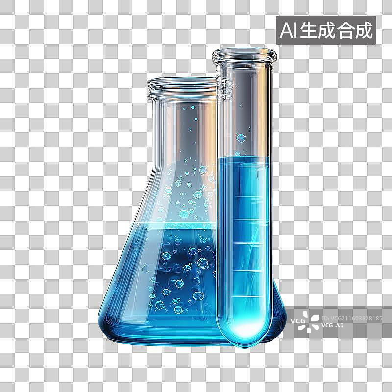 【AI数字艺术】化学反应瓶3D图标图片素材