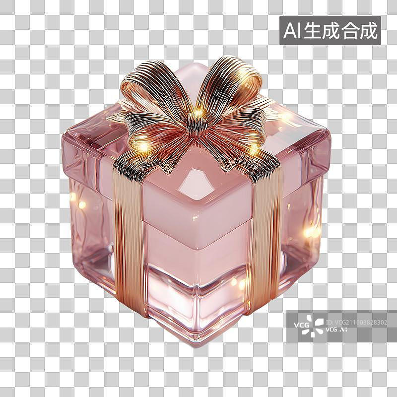 【AI数字艺术】粉色玻璃礼盒图片素材
