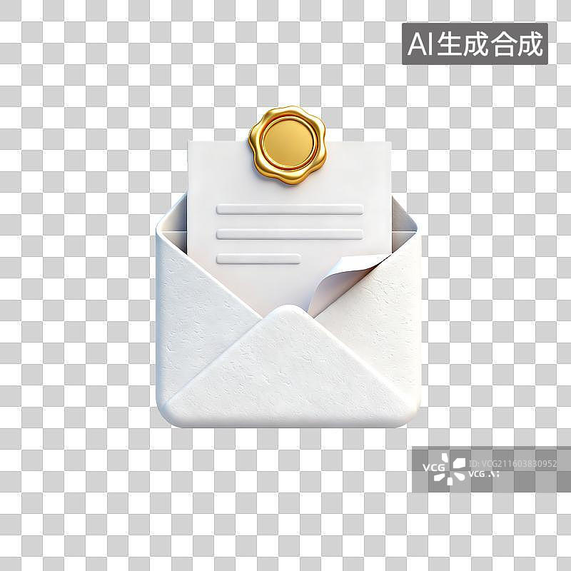 【AI数字艺术】带有文件和蜡封的信封图片素材