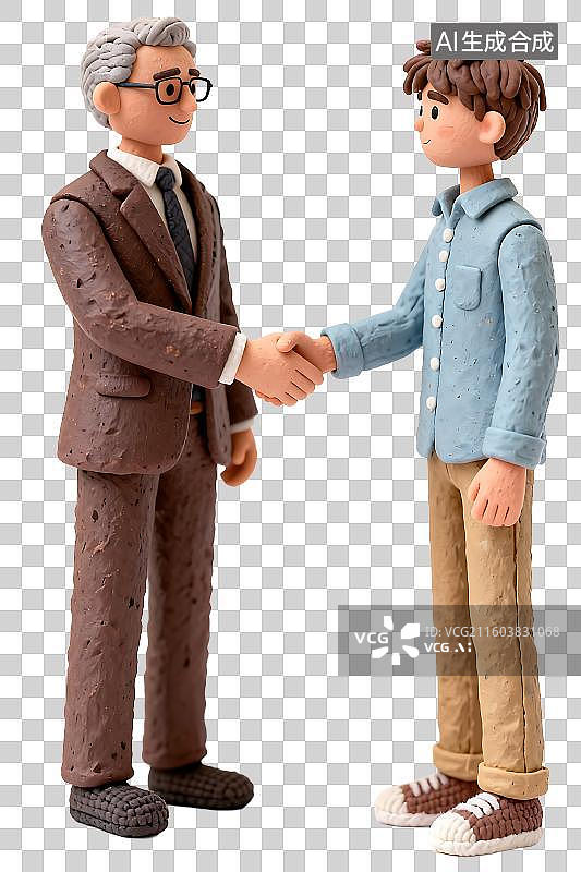 【AI数字艺术】两位人物握手象征合作图片素材