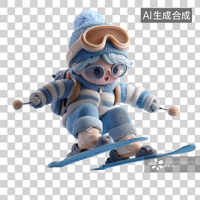 【AI数字艺术】滑雪3D黏土角色图片素材
