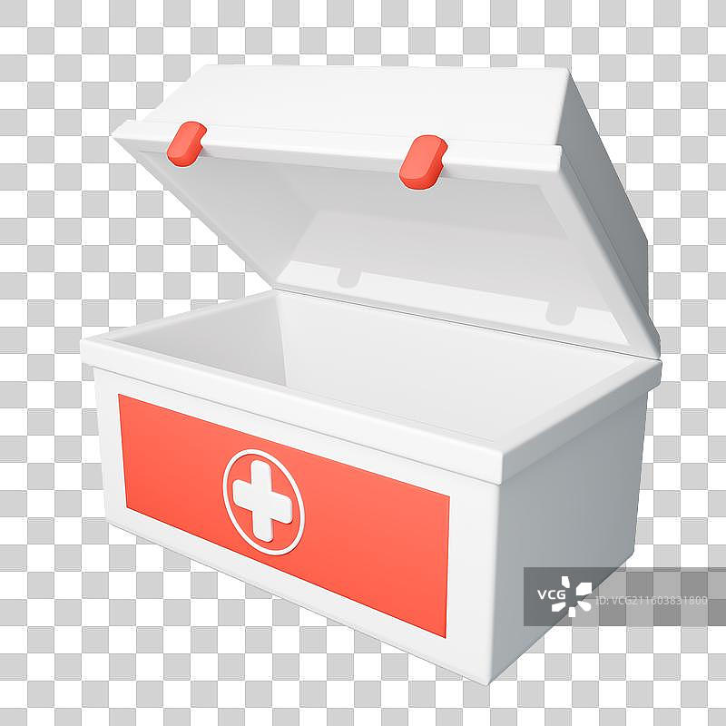 白色开盖红十字急救箱图片素材