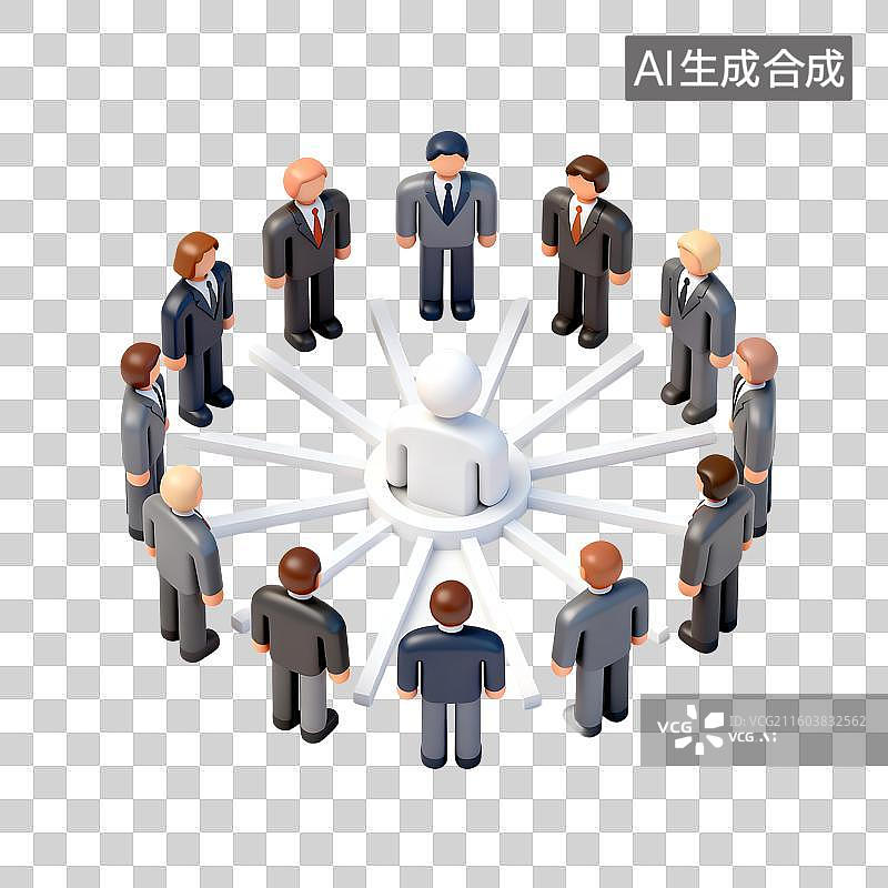 【AI数字艺术】一群商务人士围成的圆形结构图片素材