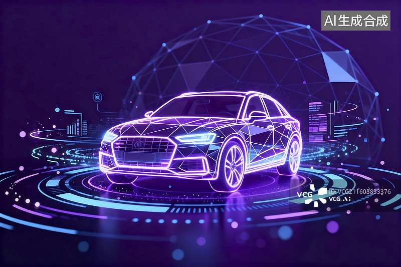 【AI数字艺术】未来感汽车数字插画图片素材