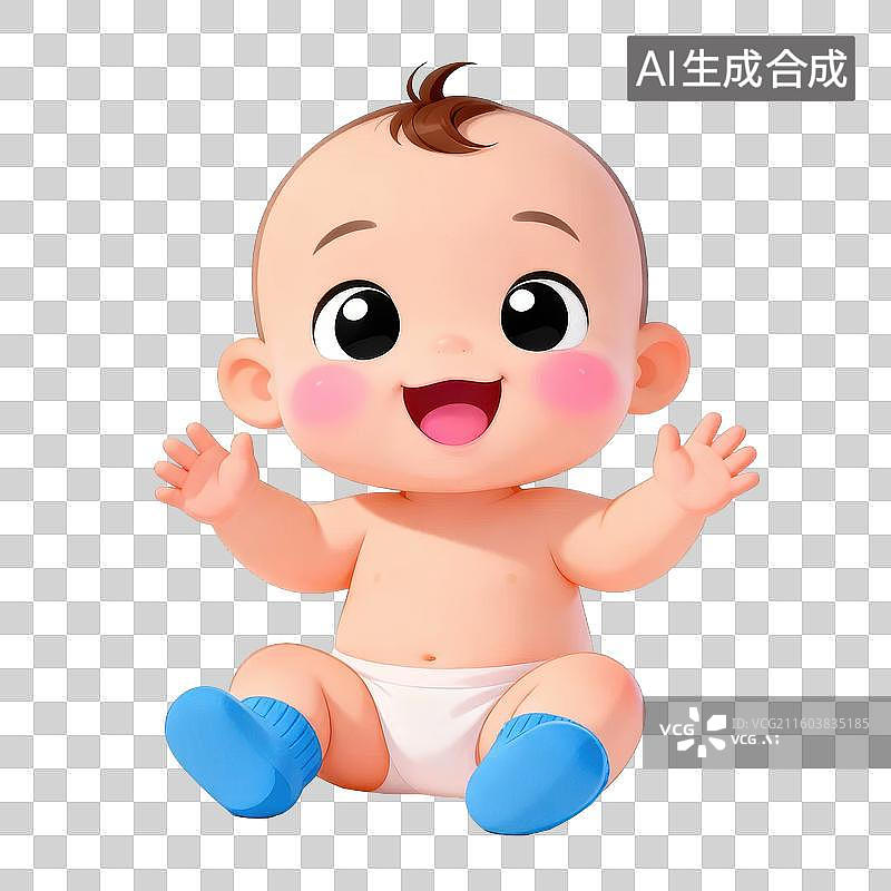 【AI数字艺术】卡通婴儿开心坐姿图片素材