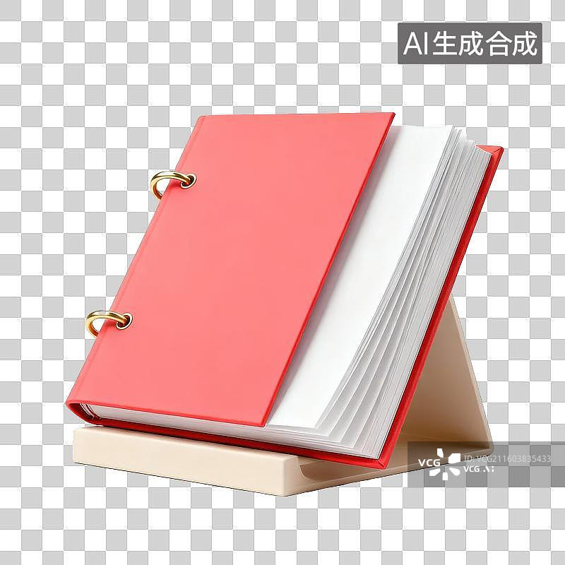 【AI数字艺术】红色笔记本置于书立上图片素材