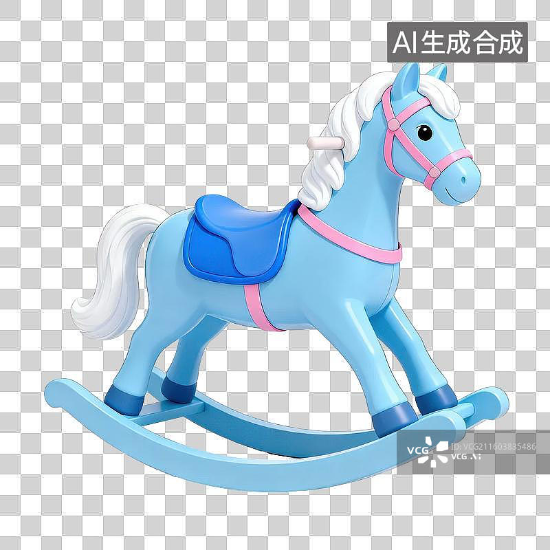 【AI数字艺术】蓝色摇马玩具图片素材