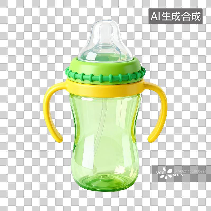 【AI数字艺术】绿色带手柄婴儿奶瓶图片素材