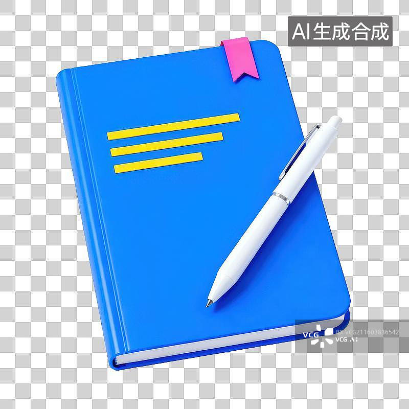 【AI数字艺术】蓝色笔记本与白色笔图片素材