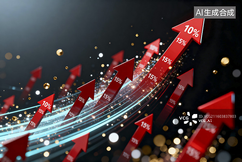 【AI数字艺术】红色箭头显示积极增长趋势图片素材