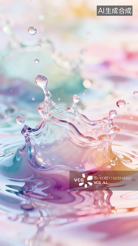 【AI数字艺术】液态水流波浪形态泡泡水珠纯净图片素材